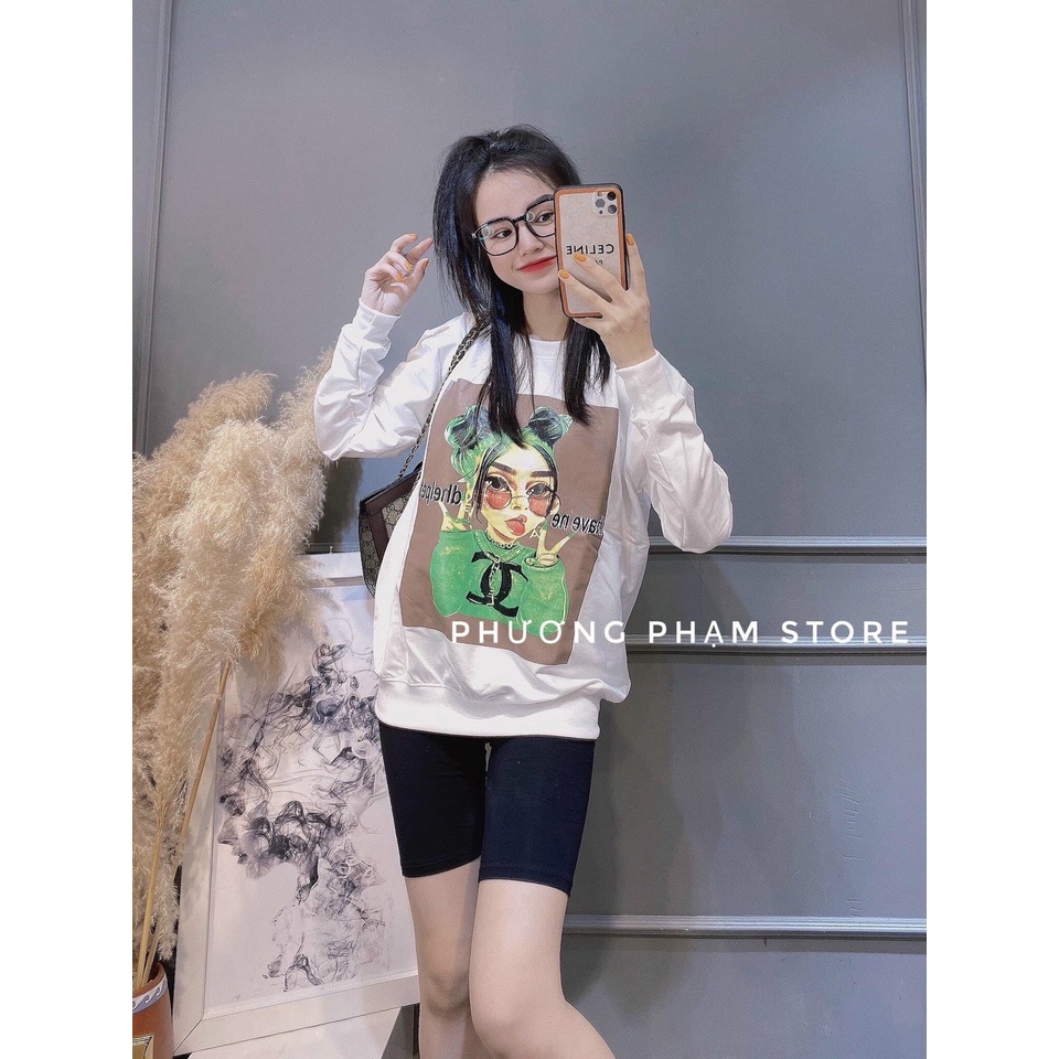 ÁO SWEATER CÔ GÁI TÓC XANH CHẤT NỈ NGOẠI