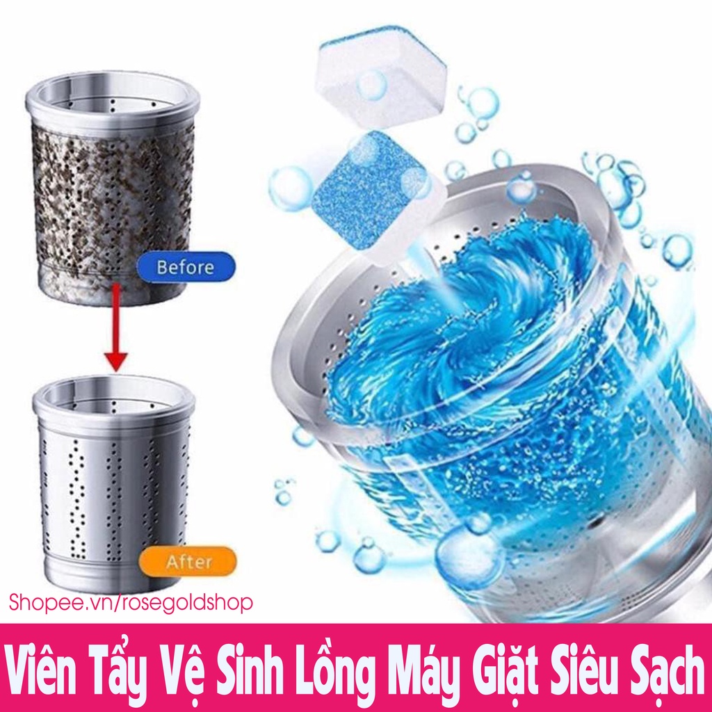 Set 6 Viên Tẩy Vệ Sinh Lồng Máy Giặt Công nghệ Mới Siêu Sạch - Diệt khuẩn - Tẩy Chất Cặn - Loại Bỏ Mùi Hôi