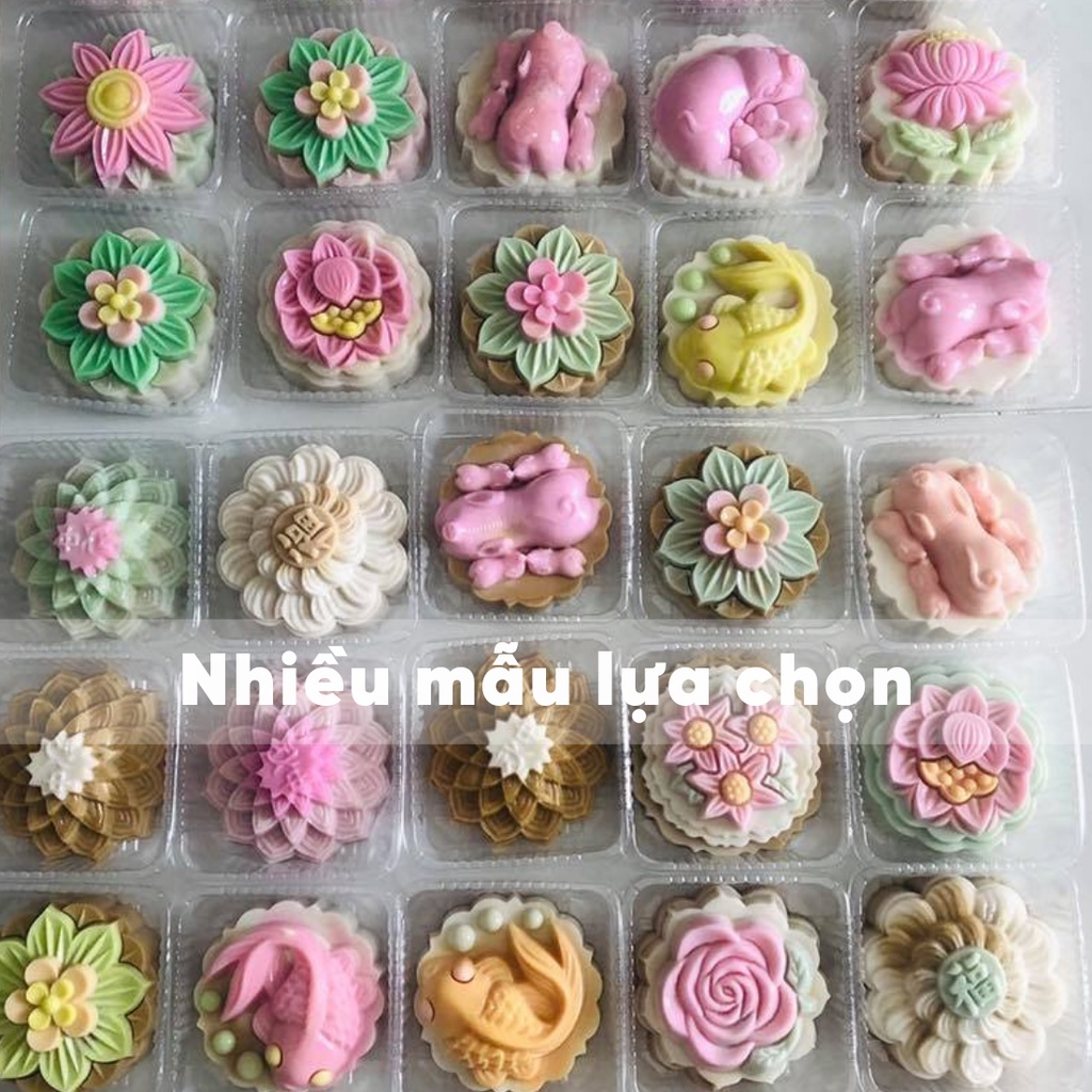 Khuôn rau câu trung thu (bộ 2 cái), khuôn nhận xôi hình tròn, vuông hoa sen, chữ phúc, cá chép, hoa hồng, con lợn