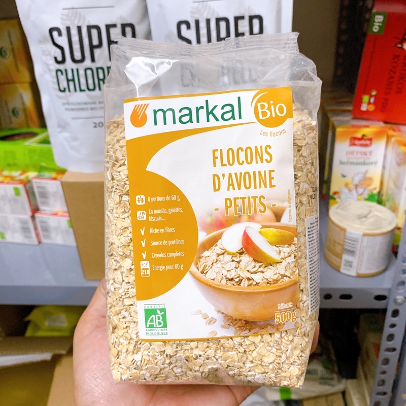 Yến mạch hữu cơ, Yến mạch cán mỏng hữu cơ Markal 500g từ Pháp tốt cho bé ăn dặm