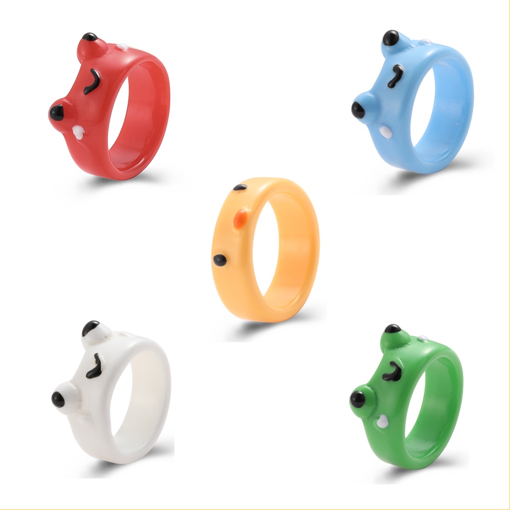Nhẫn AY hình ếch bằng nhựa resin nhiều màu lựa chọn dễ thương phù hợp làm quà tặng cho nữ