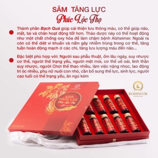 (Lẻ giá sỉ ) SÂM TĂNG LỰC PHÚC LỘC THỌ , HỘP 10 CHAI- chuẩn
