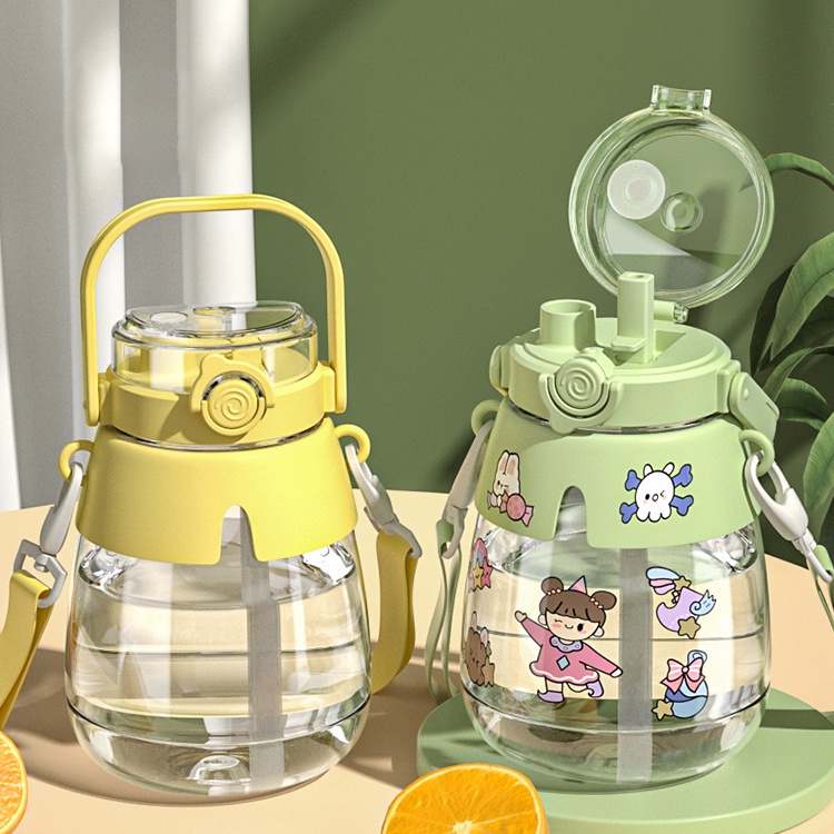 Bình Nước Bụng Bự 1300ml Cute Dễ Thương Tặng Kèm Sticker EVEMOM STORE BN012
