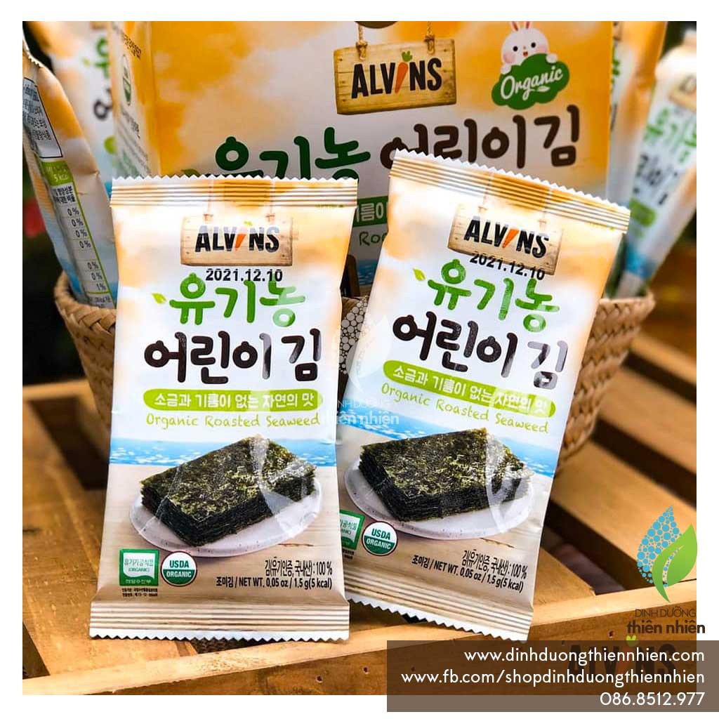 Rong Biển Hữu Cơ Ăn Liền Cho Bé Alvins Organic Seasoned Seaweed, 20g