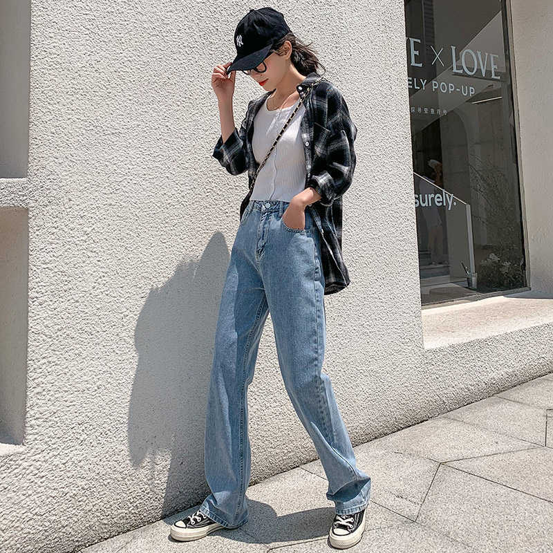 Quần Jeans Nữ Lưng Cao Ống Rộng Thời Trang