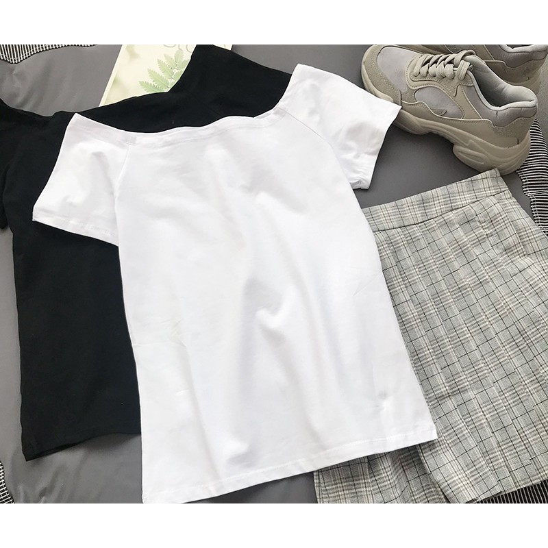 Aó thun trễ vai 100% cotton