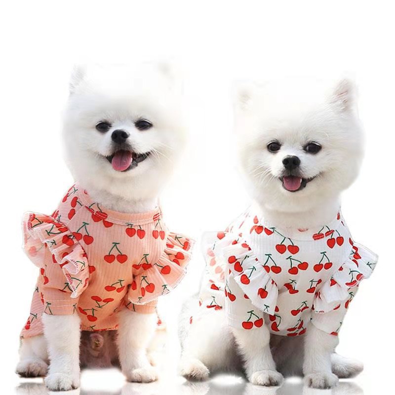 Quần áo cho chó, quần áo mèo, quần áo cho thú cưng cherry dễ thương, phù hợp với chó vừa và nhỏ