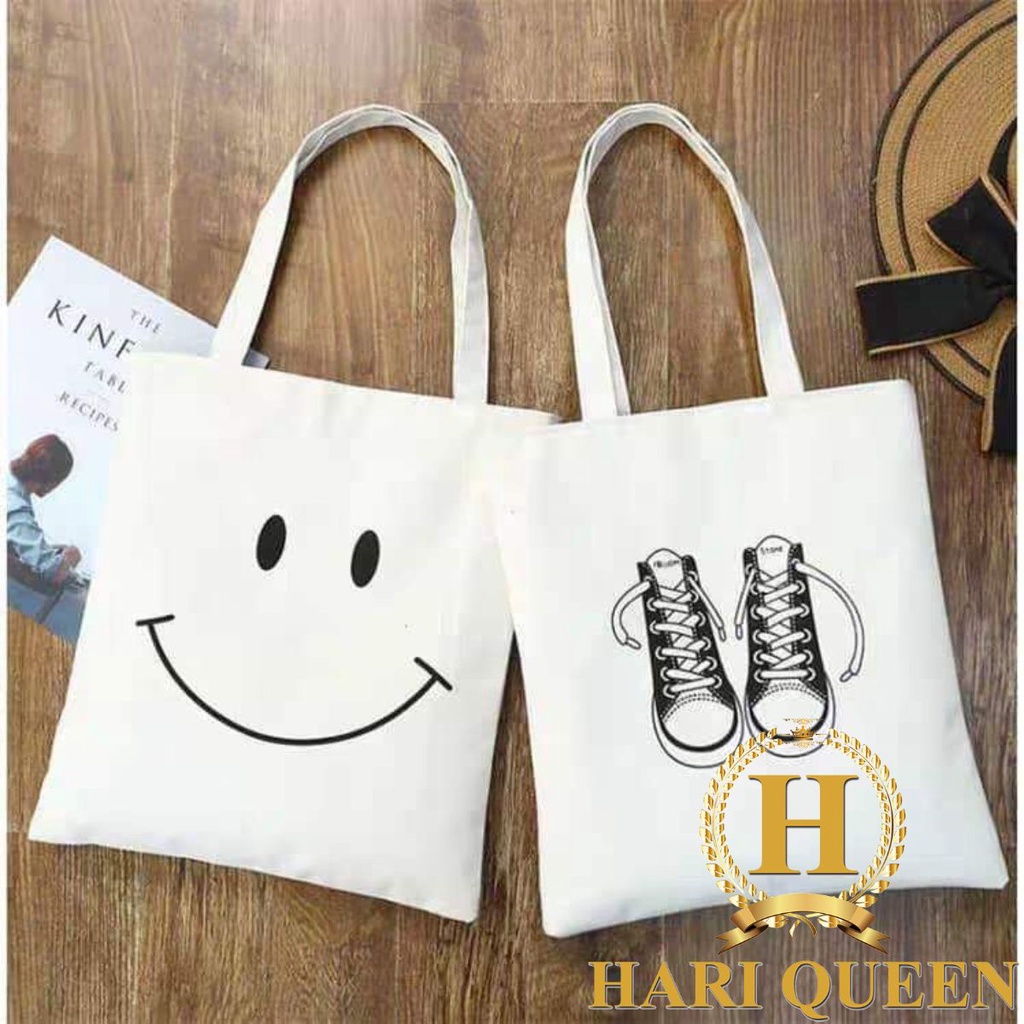 [Túi tote] Túi vải mặt cười đôi giày HDA0319