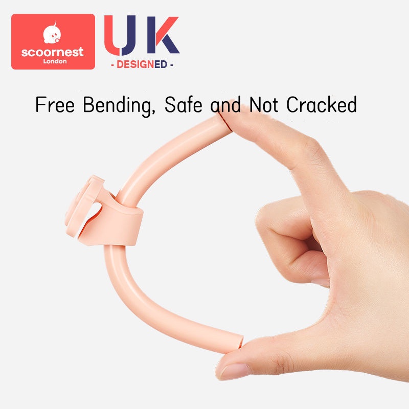 Set 2 Ống Hút Silicone Tái Sử Dụng Được Có Thể Tháo Rời Kèm Khóa Cài Cho Bé