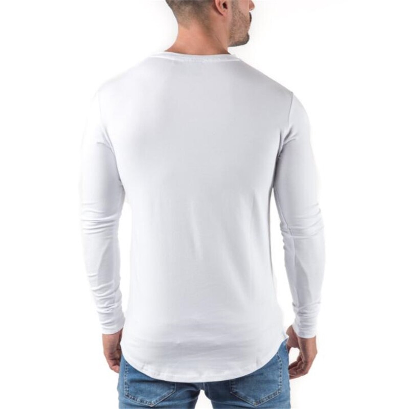 Men Breathable Sports Gyms Fashion Brand O-Neck Slim Fit Tshirt Casual Solid Workout Tee Top Long Sleeve T-shirt Sleeve Fitness