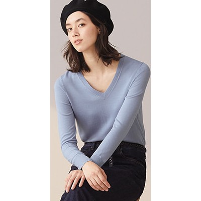 (UNIQLO Nhật chính hãng) Áo len lông cừu Merino cổ tim dài tay (Merino Extra Fine V Neck Sweater Long Sleeves)