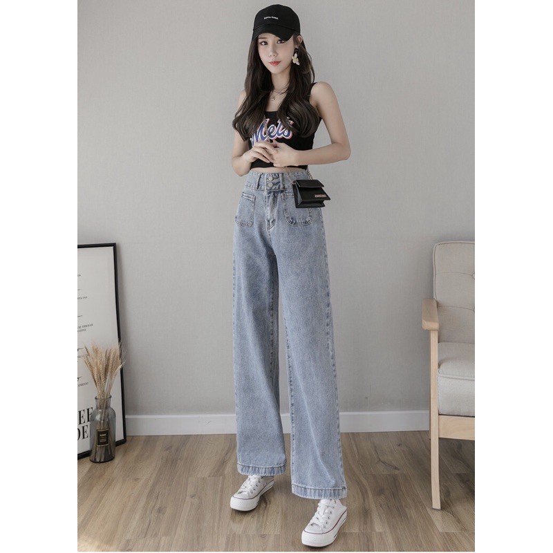 Quần baggy ống rộng 2 túi trước 2 nút