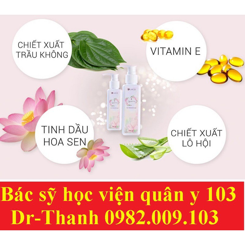 Dung dịch vệ sinh Laco 125ml Chính hãng Ngừa vi khuẩn, nấm ngứa, giúp se khít và làm hồng âm đạo, tốt cho cả bà bầu