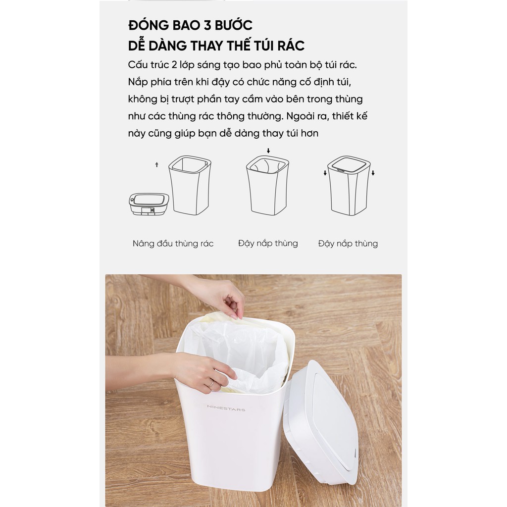 Thùng rác cảm biến hồng ngoại Xiaomi NINESTARS DZT-10-11S