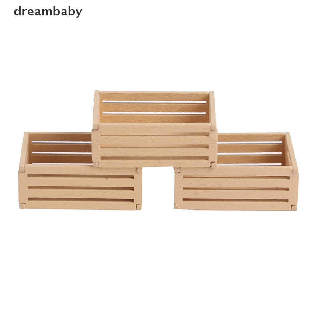 Bộ 3 Khung Trái Cây Mini Bằng Gỗ Tỉ Lệ 1: 12 Dùng Trang Trí Nhà Búp Bê