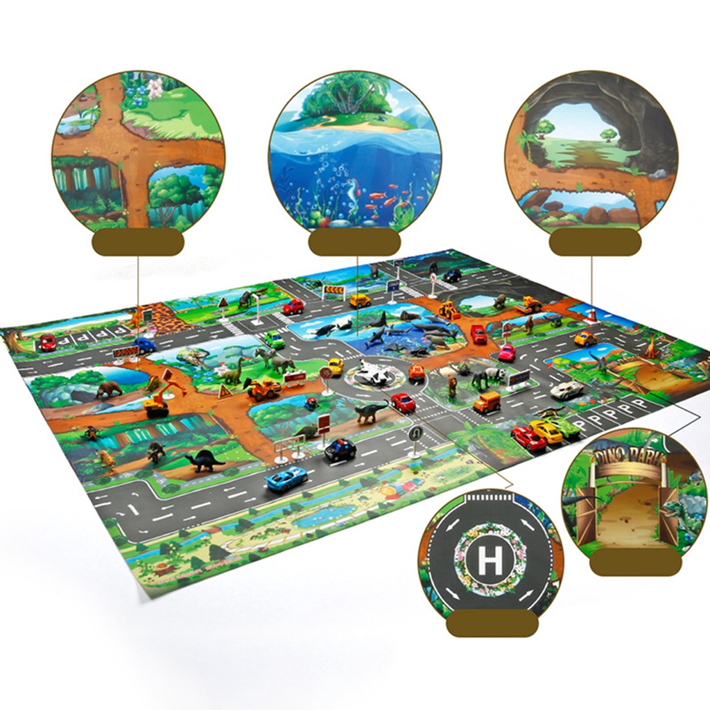 Thảm Cotton Chống Thấm Nước Họa Tiết Bản Đồ Thành Phố / Xe Hơi / Đường Phố Đồ Chơi Giáo Dục Cho Bé