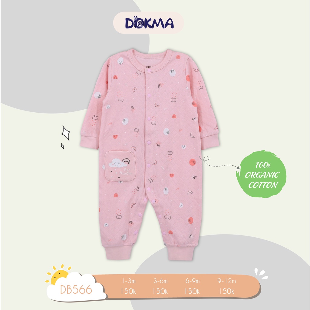 Dokma - Body sơ sinh cotton nỉ bông dài tay 3-9 tháng tuổi  DB566