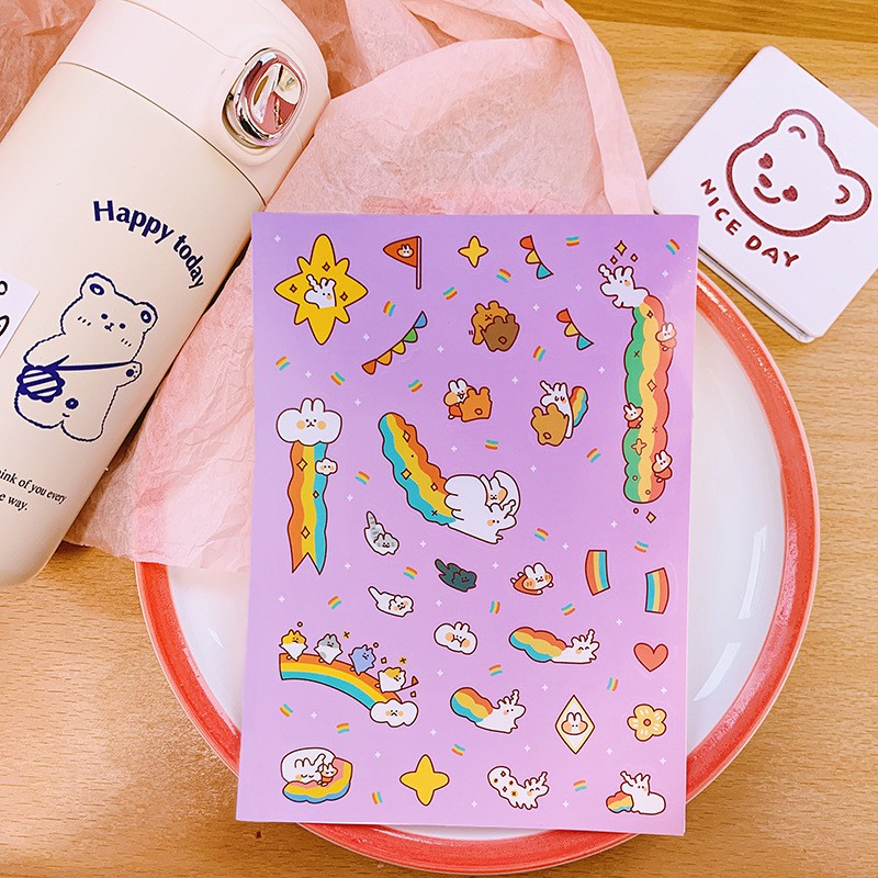 Hình dán Sticker thỏ dễ thương trang trí sổ tay nhãn dán diện thoại di động ND15