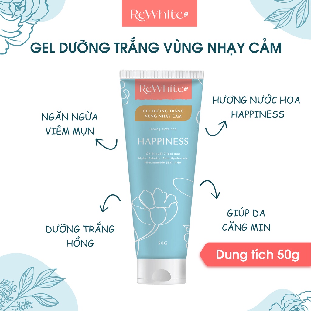 Gel dưỡng trắng vùng nhạy cảm Rewhitez hương nước hoa Happiness (tuýp xanh) dung tích 50g