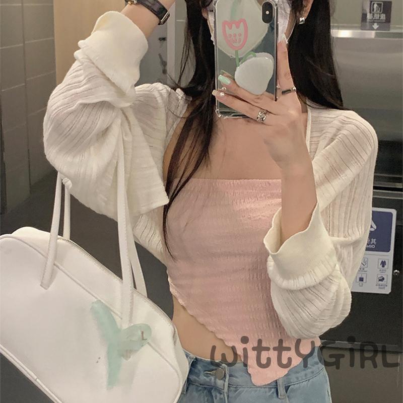Áo Sơ Mi Trắng / Đen Tay Dài Đơn Giản Chống Nắng Dành Cho Nữ