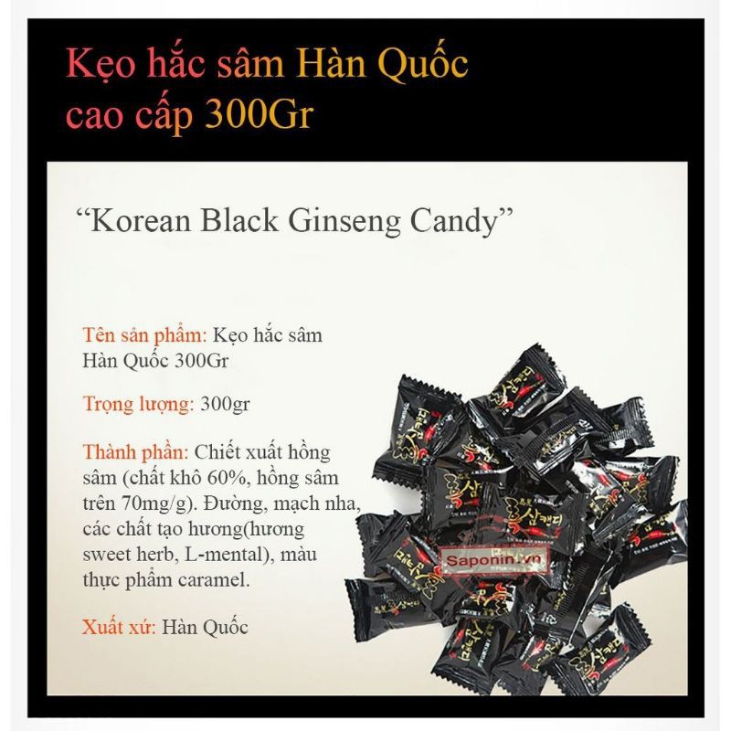 Kẹo Hắc Sâm Hàn Quốc gói lớn 300g date 12.2021 | BigBuy360 - bigbuy360.vn