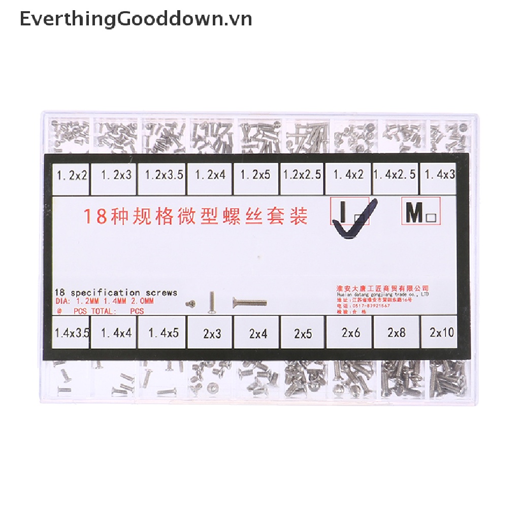 Hộp 500 Đinh Vít 18 Loại Mini Dùng Sửa Chữa Laptop Máy Tính DIY