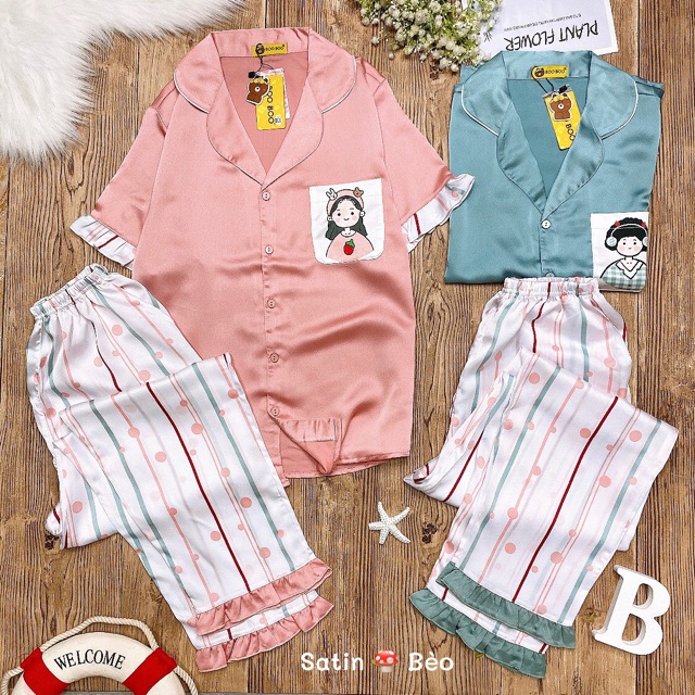 Set satin tay ngắn