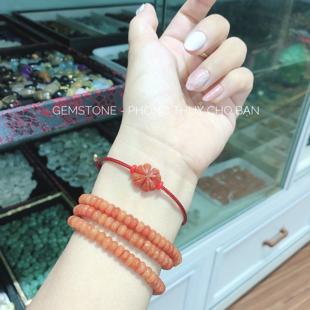 Vòng Tay Cỏ 4 Lá Ngọ.c May Mắn - Bình An ( Dây cáp Freesize)