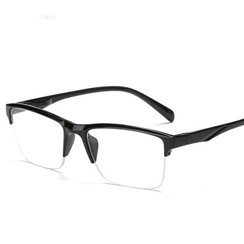 Fashion Unisex Half Frame Style Transparent Reading Glasses +0.25 to +4.0