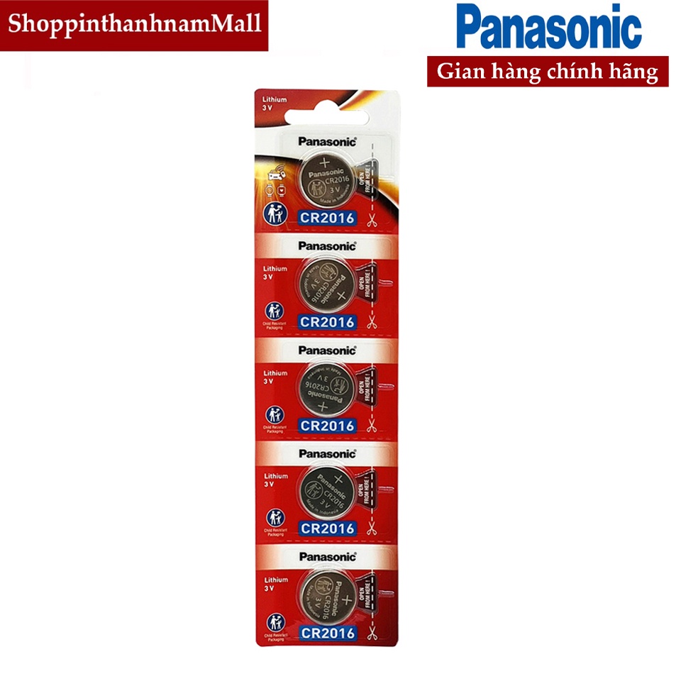 Pin CR2016 Panasonic lithium 3V vỉ 5 viên chính hãng