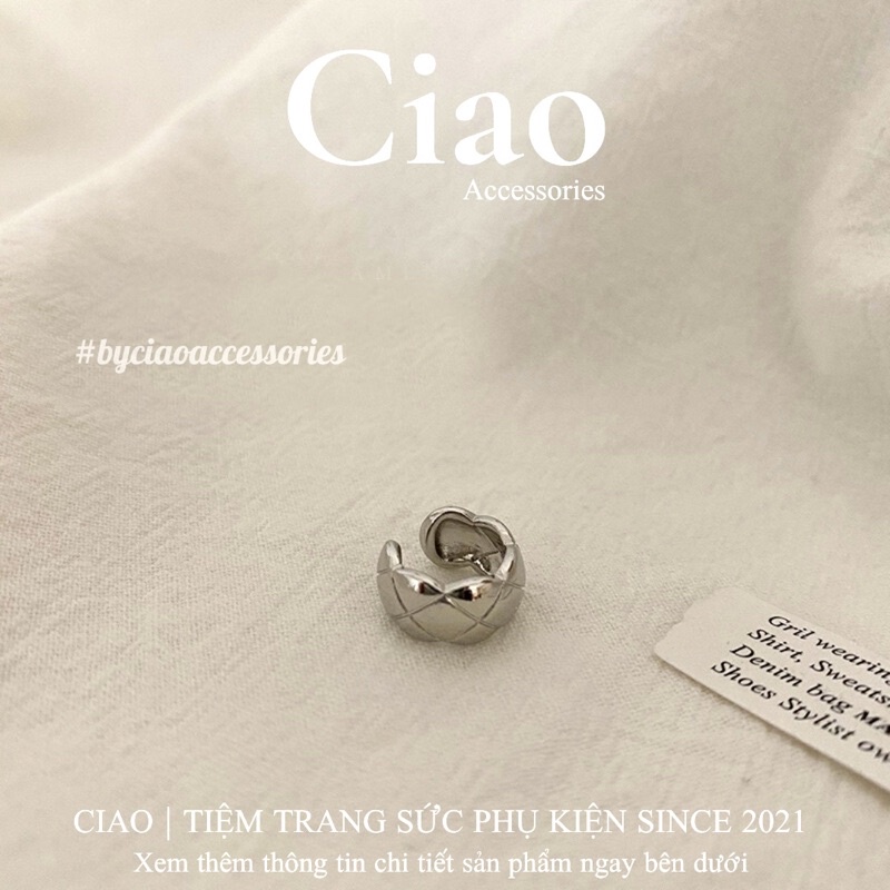 Khuyên vành tai/ Kẹp vành tai mạ bạc thiết kế đan chéo mã 23 trendy Ciao accessories