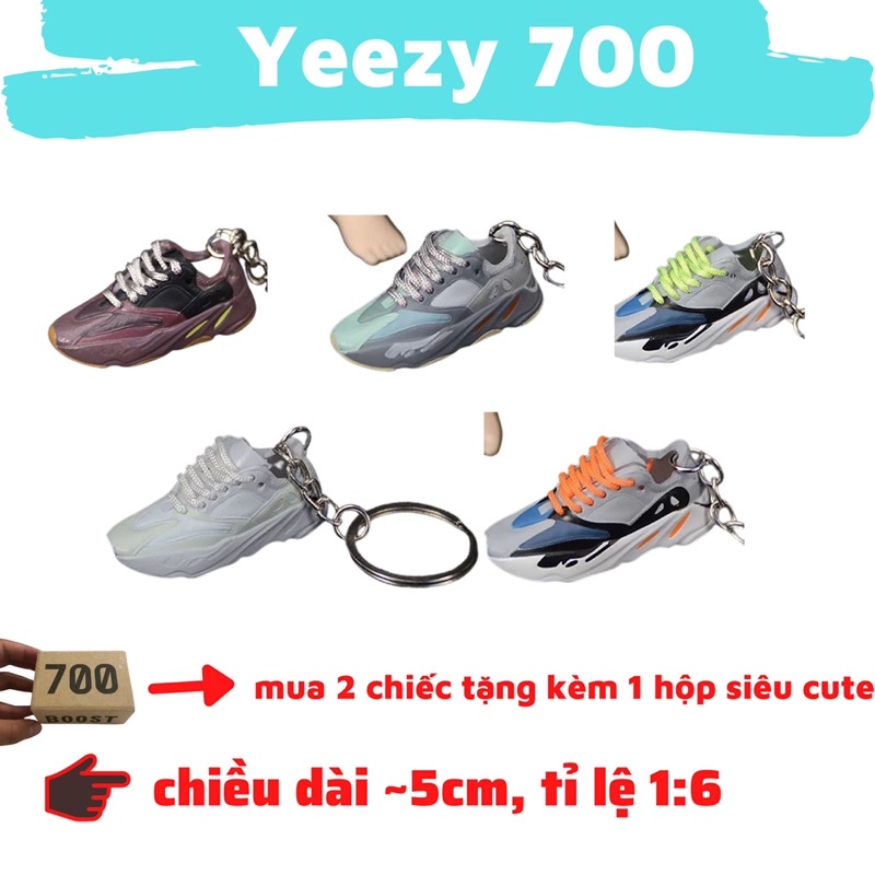 Móc khoá sneaker 3D,mô hình giầy mini "Yeezy 700" tỉ lệ 1:6 cao cấp