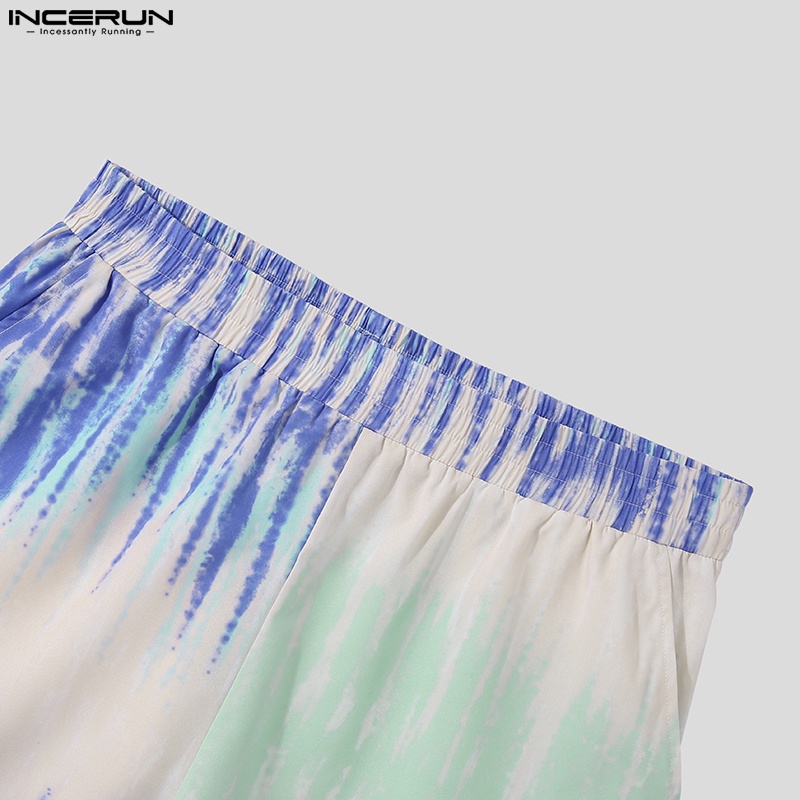 INCERUN Set Đồ 2 Món Gồm Áo Không Tay In Họa Tiết + Quần Ngắn Co Giãn Thời Trang Cho Nam