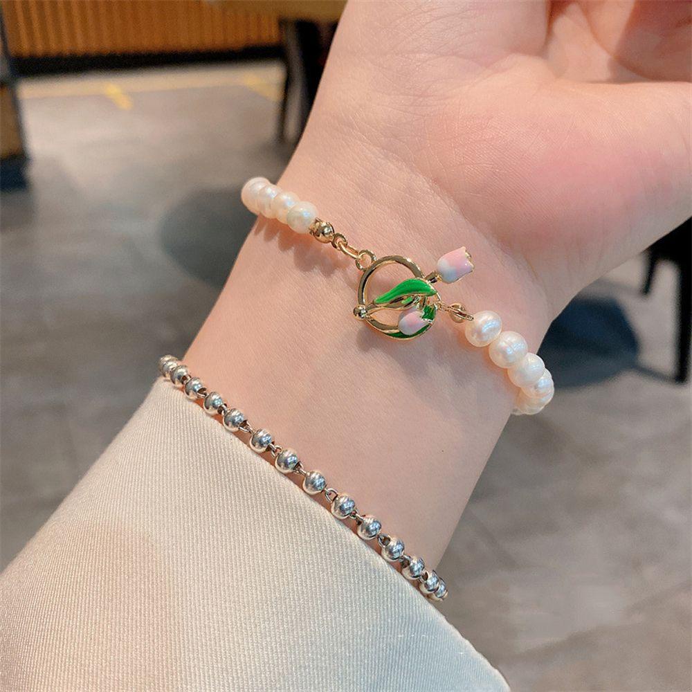 QQMALL Vòng Đeo Tay Hình Hoa Tulip Phong Cách Vintage Dành Cho Nữ