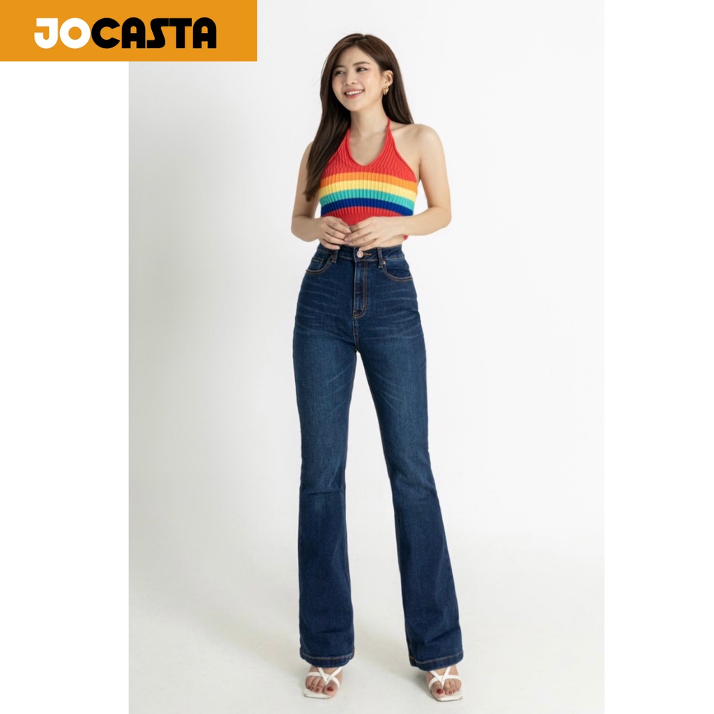 Quần Jeans nữ loe lưng cao dáng dài 104cm JOCASTA cao cấp ống bass chuẩn VNXK