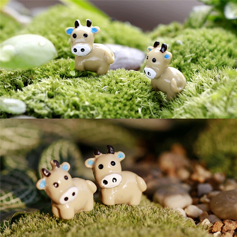 Bộ 2 Mô Hình Bò Sữa Mini Dễ Thương Cho Sân Vườn