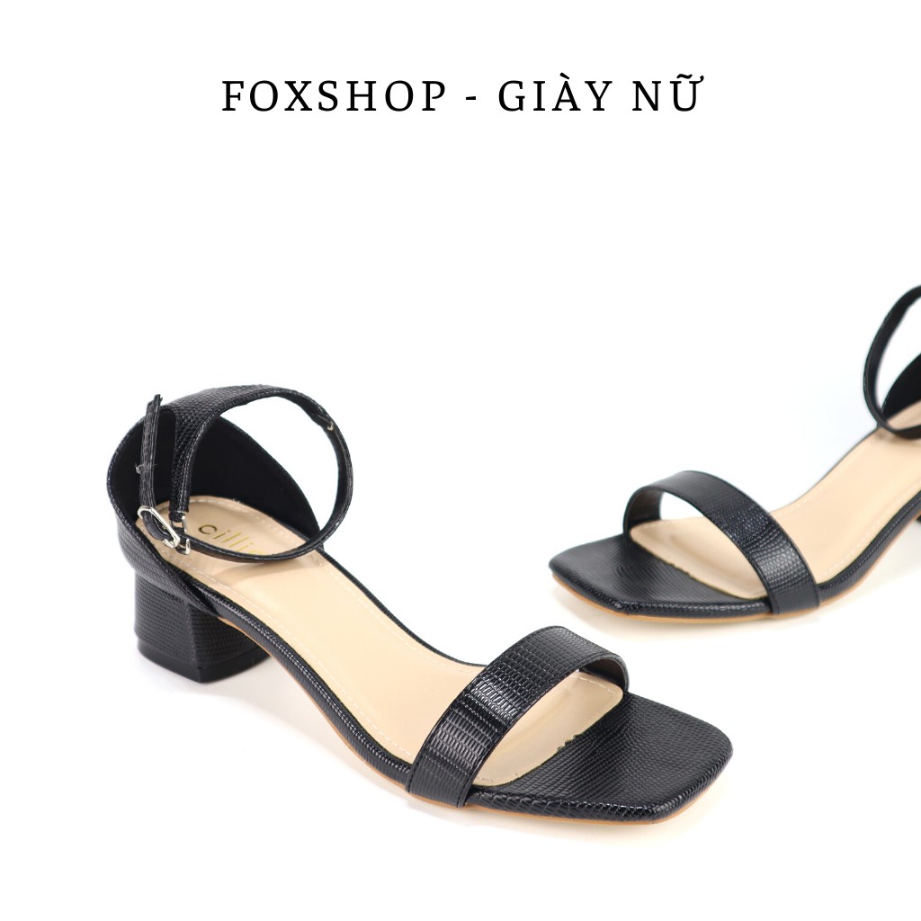 Giày sandal nữ thời trang quai ngang 1235 - Da vân sang trọng đế vuông 5cm - Mang công sở đi chơi