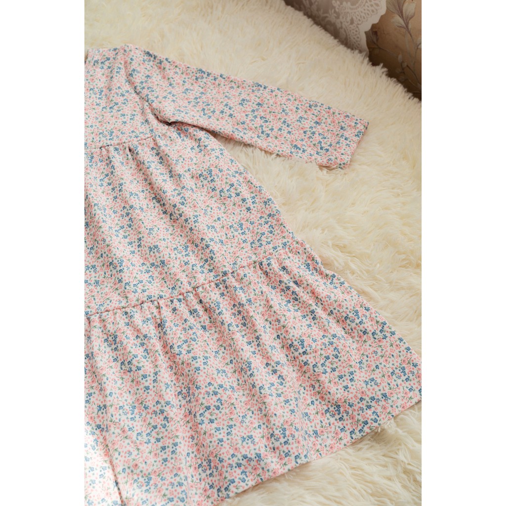 [LITTLE PINK] MIMOSA COTTON DRESS - Váy hoa nhí 3 tầng bé gái