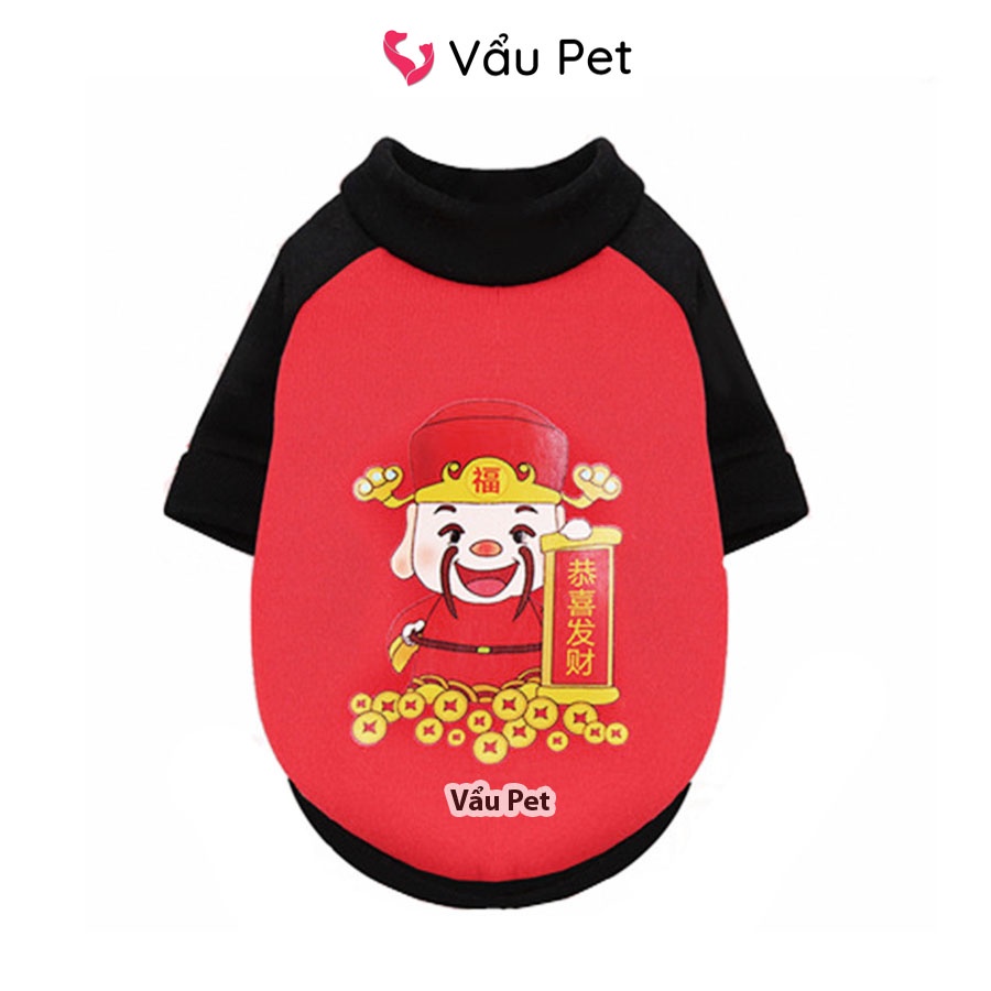 Áo cho chó mèo nỉ thần tài - Áo tết cho chó mèo Vẩu Pet Shop