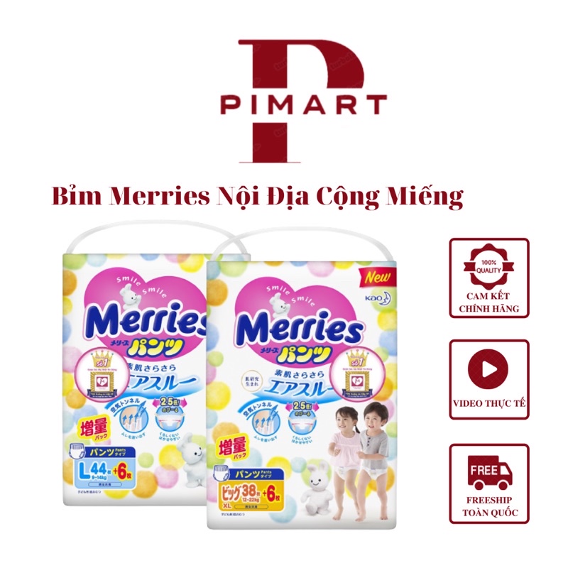 Bỉm Merries Nội Địa Nhật Bỉm Dán/ Quần merries Nội Địa cộng miếng NB96/S88/M68/L58/M64/L50/XL44/XXL28