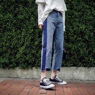 Quần jeans sọc giữa/ quần jeans baggy/ quần jeans ống suông
