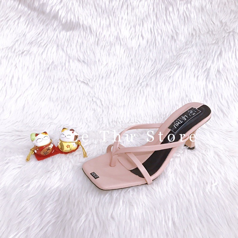 Guốc dép nữ 7 phân kẹp ngón dây mảnh nối 2 màu LT (D010)