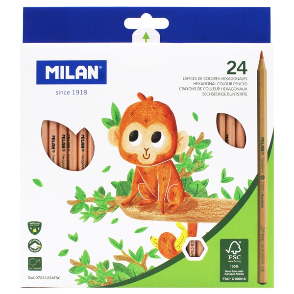 Hộp 24 Bút Chì Màu Gỗ Tái Chế Milan 07221224FSC