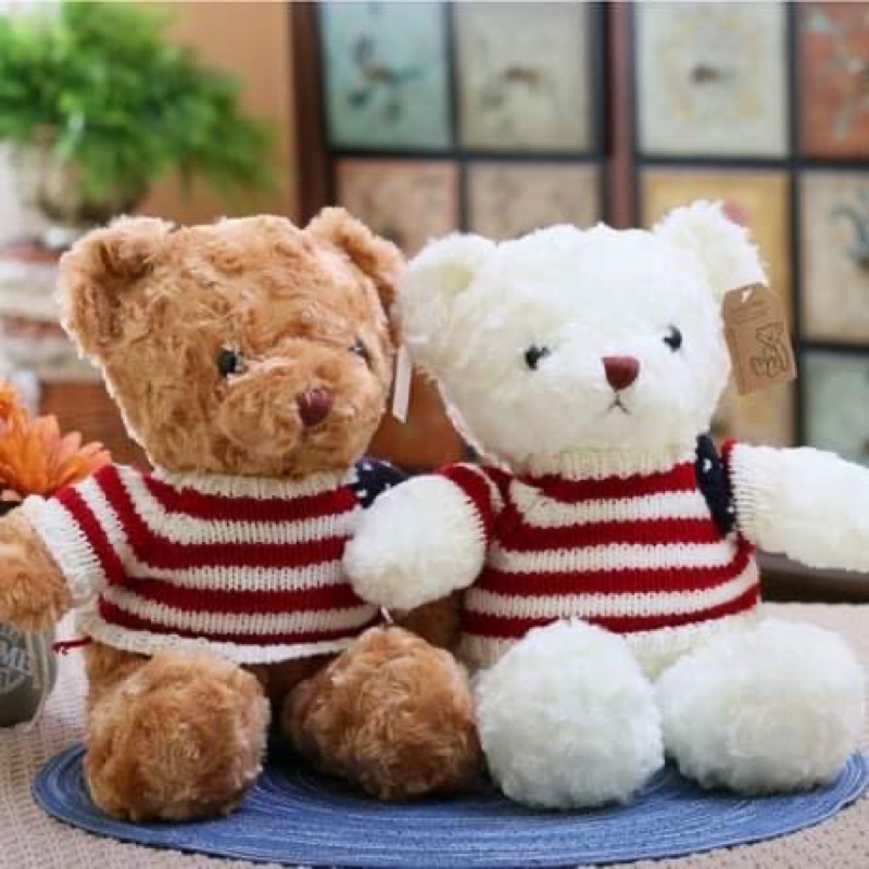 GẤU BÔNG TEDDY ÁO LEN CỜ MỸ