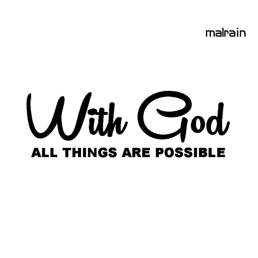 Miếng Dán Trang Trí Cửa Sổ Xe Hơi In Chữ Mar With God All Things Are Possible