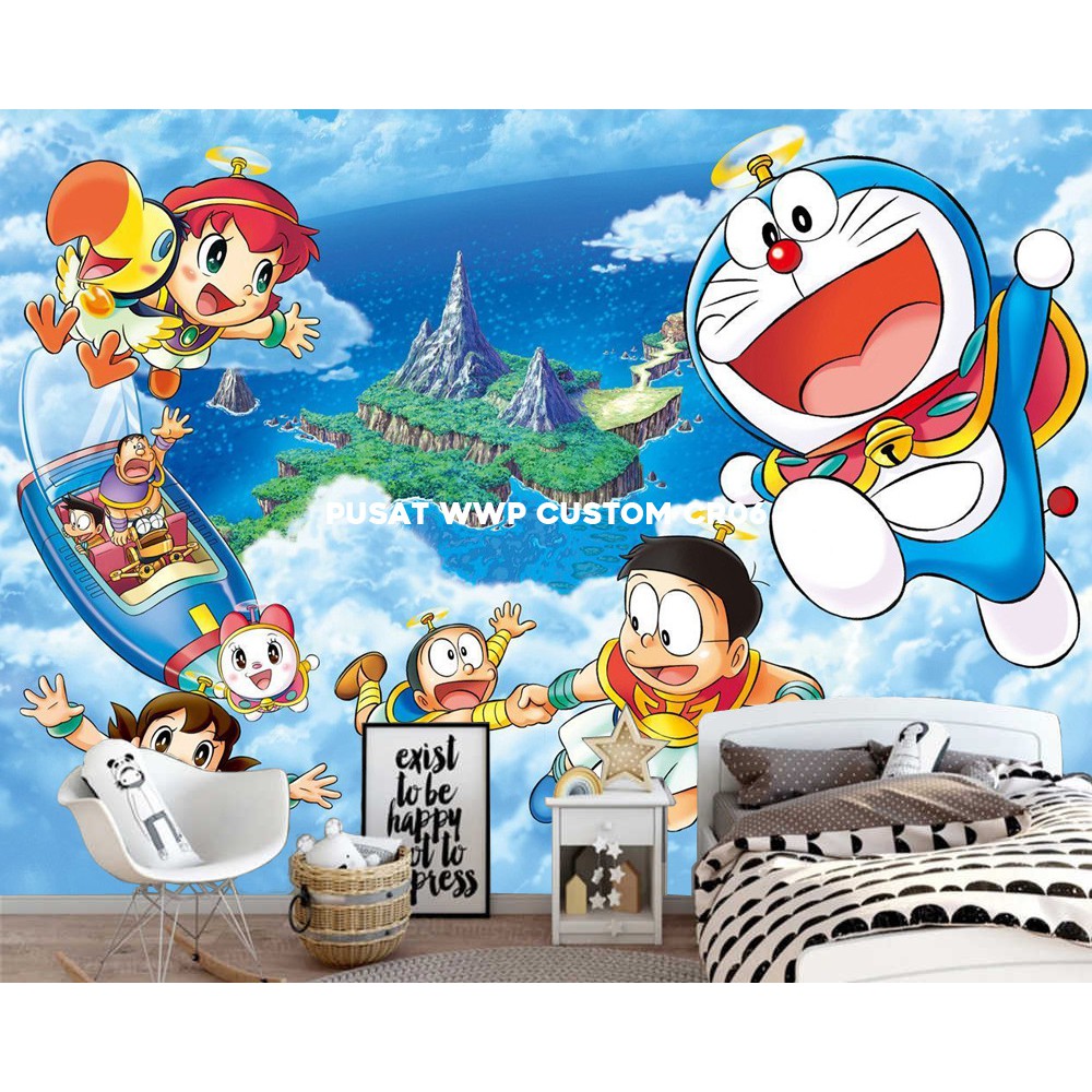 Giấy Dán Tường Hình Doraemon 3d Trang Trí Phòng Bé