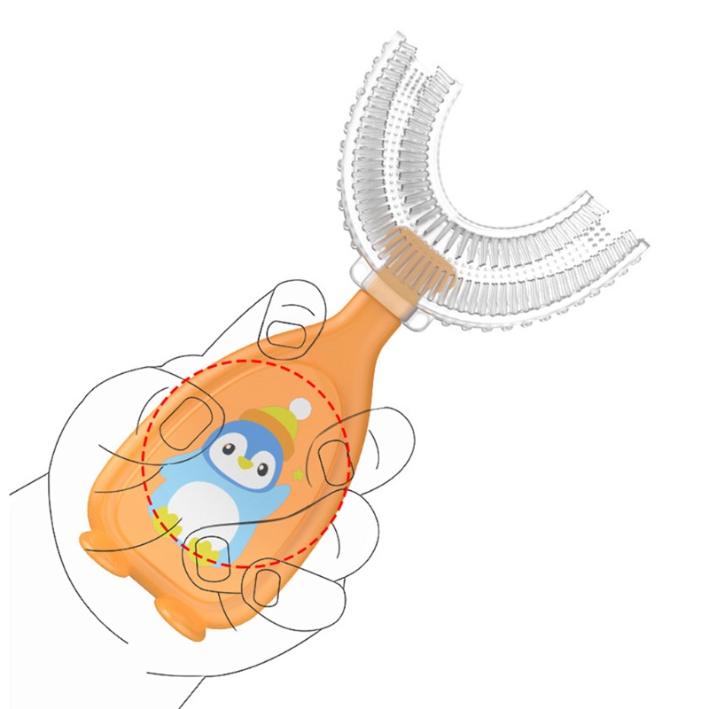 Bàn chải đánh răng silicon mềm hình chữ U 360 độ cho bé 2-12 tuổi