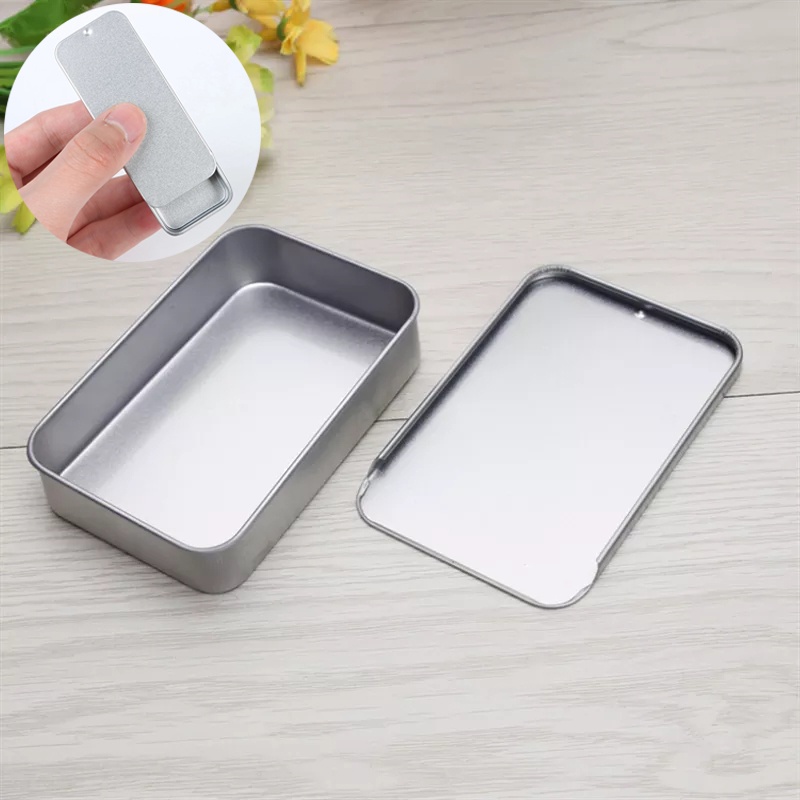 Hộp Thiếc Rỗng Hình Chữ Nhật Có Nắp Đậy Nhỏ Gọn Tiện Dụng