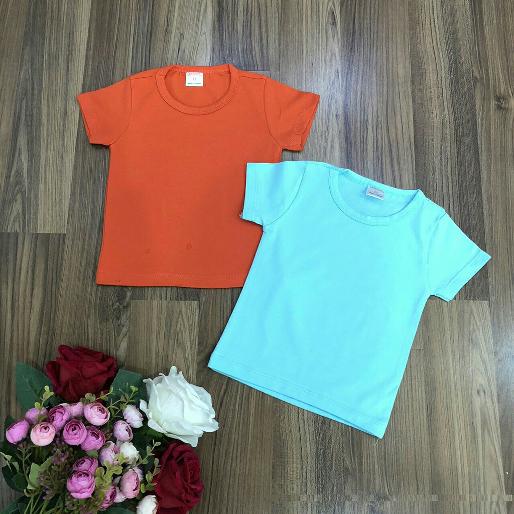 Combo 4 áo 100% cotton trơn cho bé trai bé gái