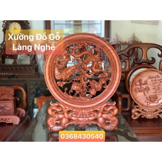 [ Xả Lỗ ] Đĩa Tứ Linh Đục Thủng Gỗ Hương Đá [ Gỗ Hương Đá Cao Cấp- Hàng Loại 1 ]